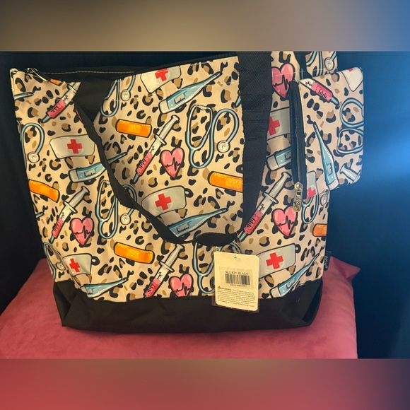 Ngil Handbags - Leopard Print Nurse Medical-Themed Tote Bag